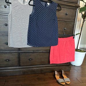 J Crew Factory Blue Polka Dot linen / cotton top - Size 2